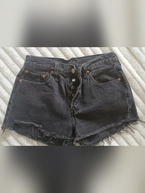 Levy's High-Rise Black Button-Fly Denim Shorts